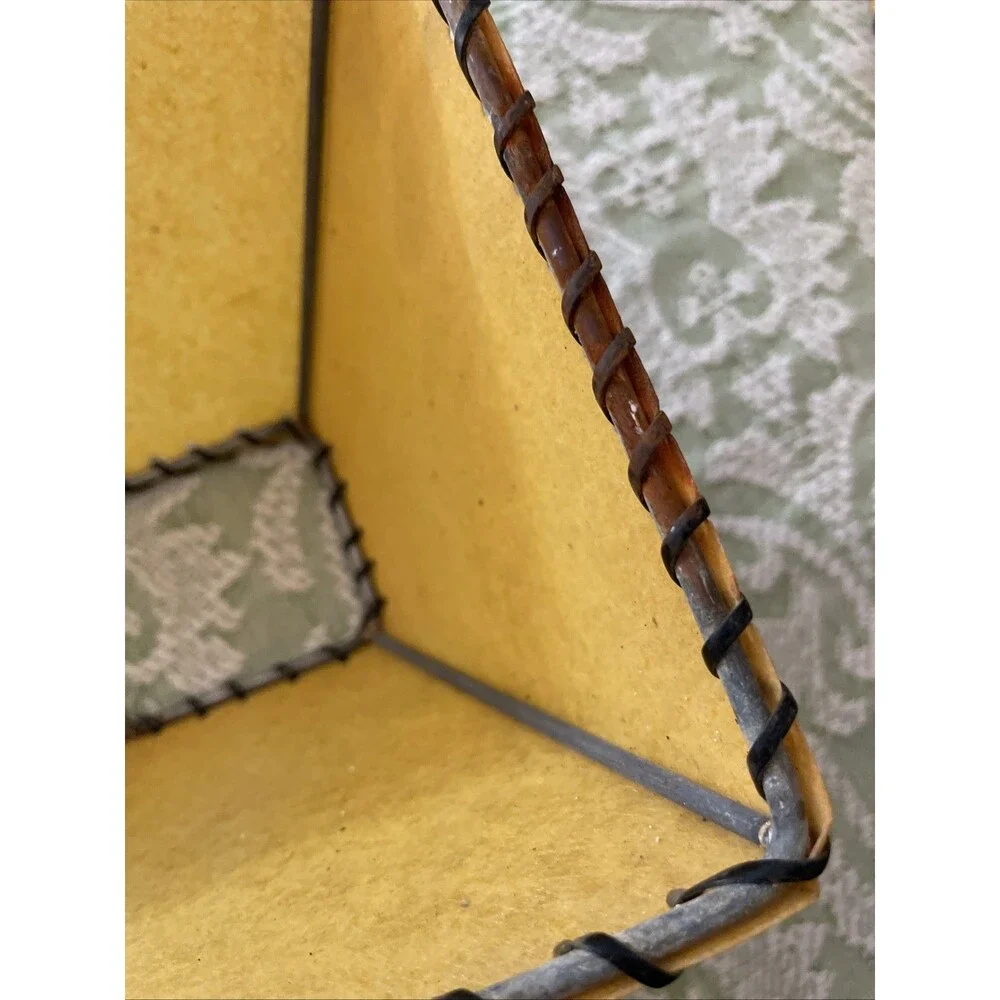 Vintage Mid Century Laced Lampshade Small Rectangle Rustic